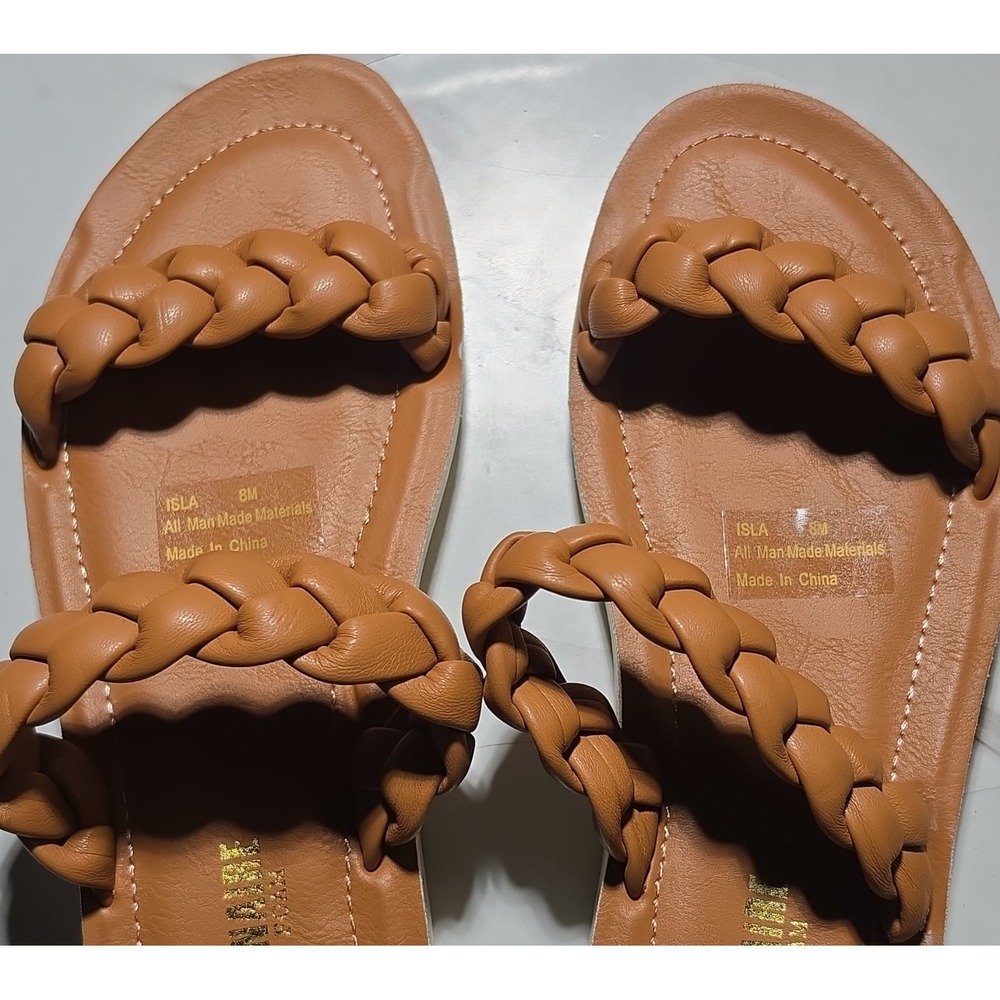 Cushionaire Women's Brown Braided Slip On Slide Sandals Memory‎ Foam US 8